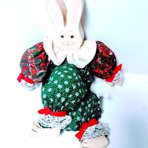 Christmas Stuffed Holiday Rabbit with painted Head and Feet for Decorating